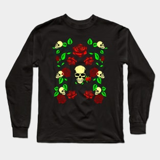 Skull N Roses Ornament Long Sleeve T-Shirt